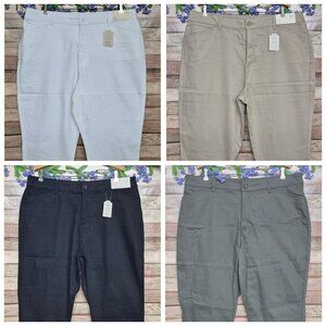 NWT St. John's Bay LOT OF 4 Size 18 Stretch Capri Pants White Tan Gray Green